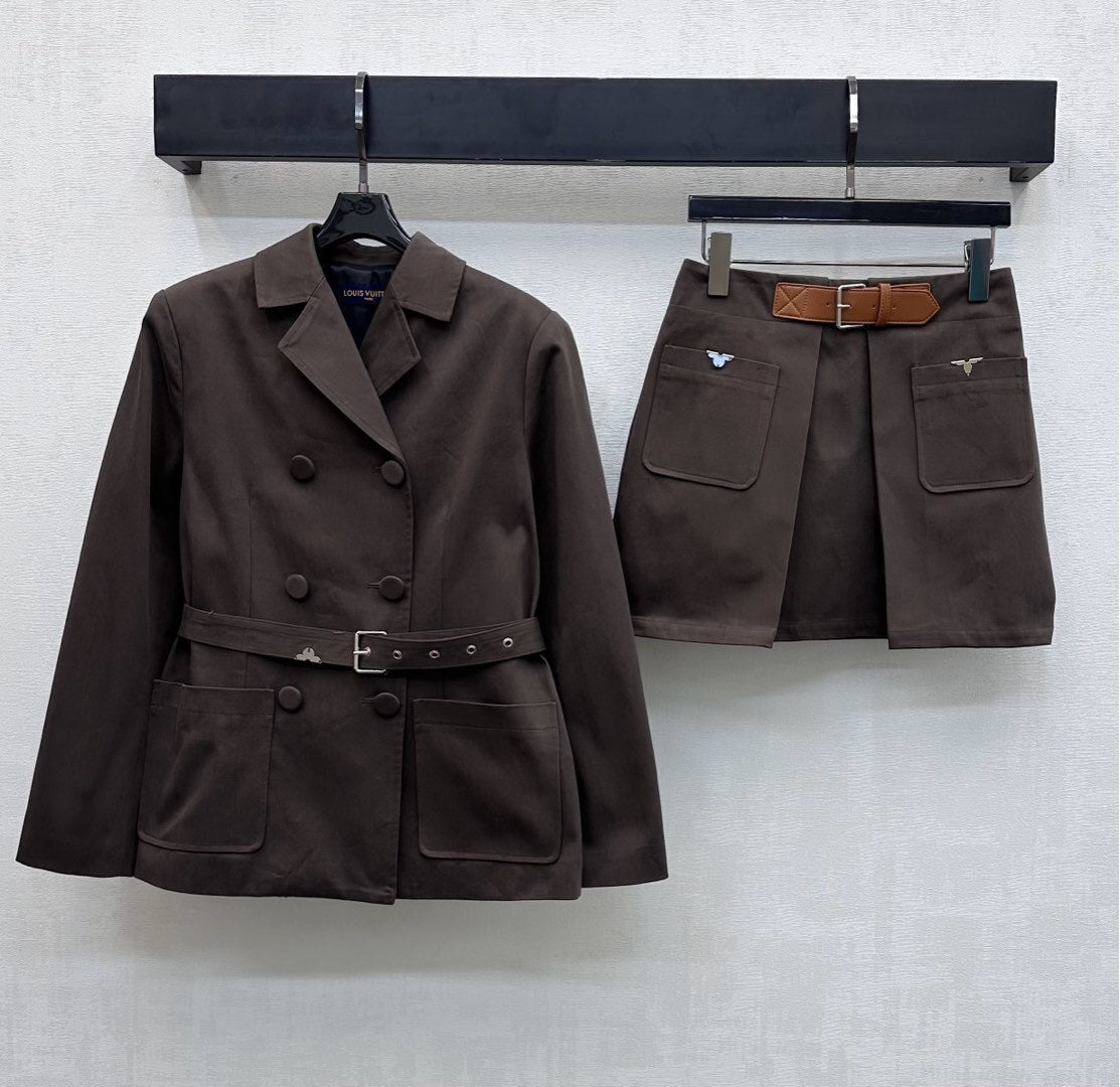 TAILORED BELTED BLAZER & MINI SKIRT SET