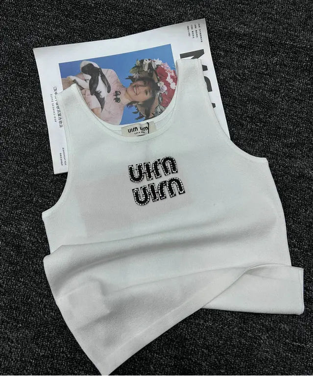 RIBBED LOGO KNIT TANK TOP