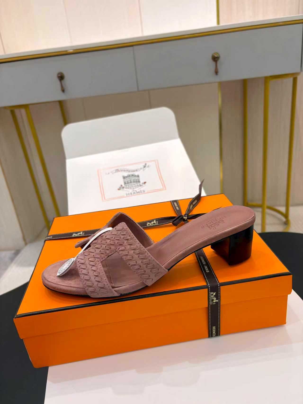 ROSE SUEDE HEELED SLIDE SANDALS