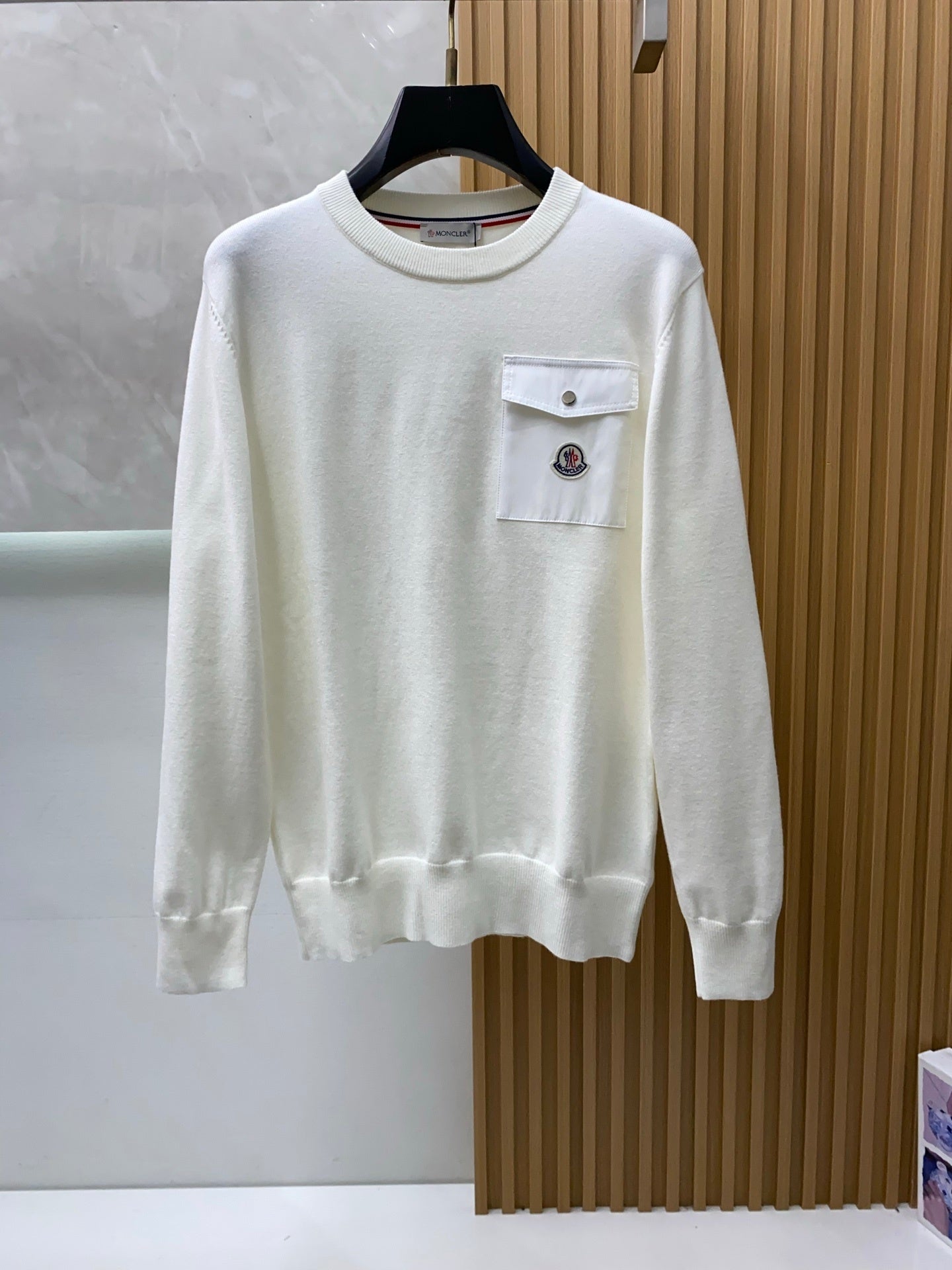 CREW NECK SWEATSHIRT WITH BUTTONED CHEST POCKET