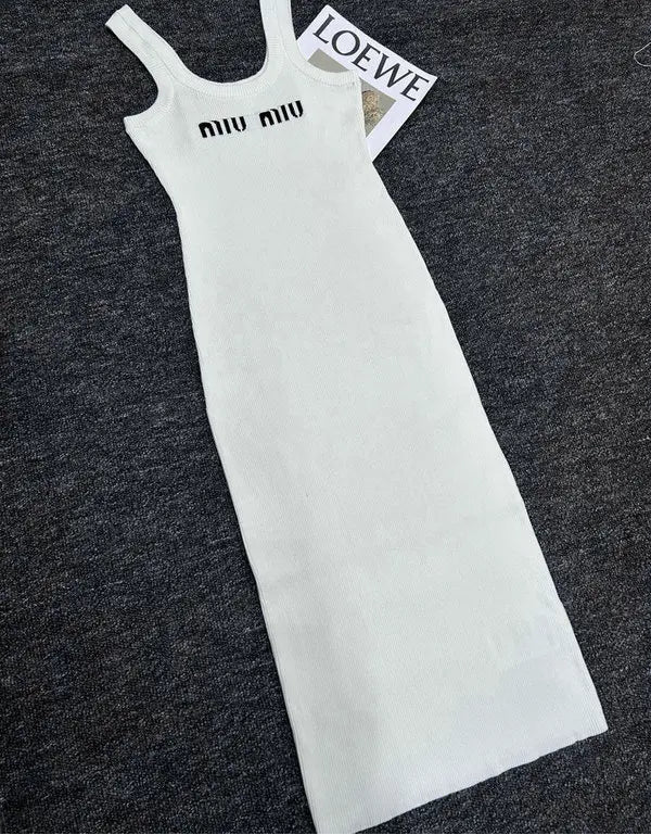 RIBBED LOGO MIDI TANK DRESS