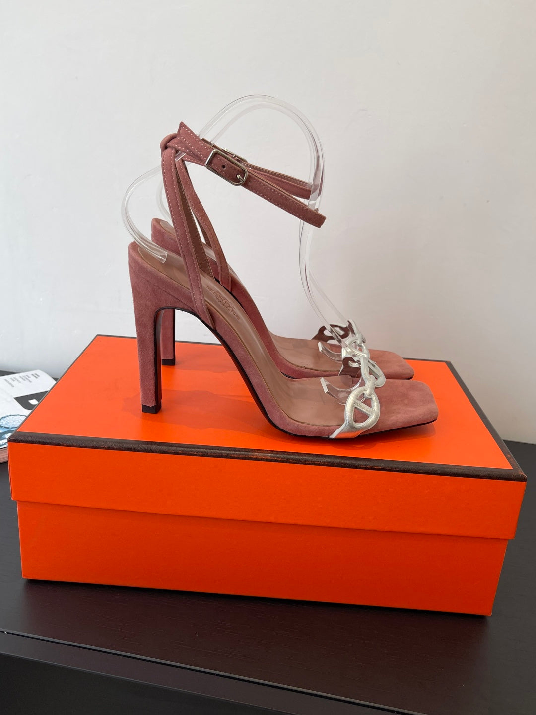 DUSTY ROSE SUEDE ANKLE STRAP HIGH HEEL SANDALS