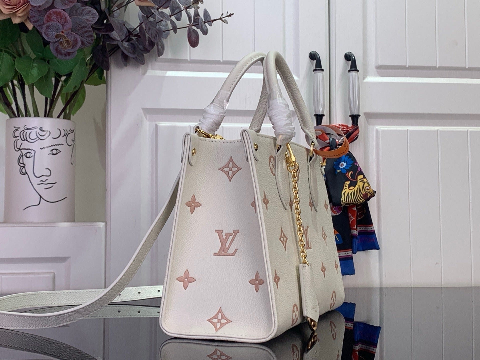 MONOGRAM DETAIL TOP HANDLE BAG