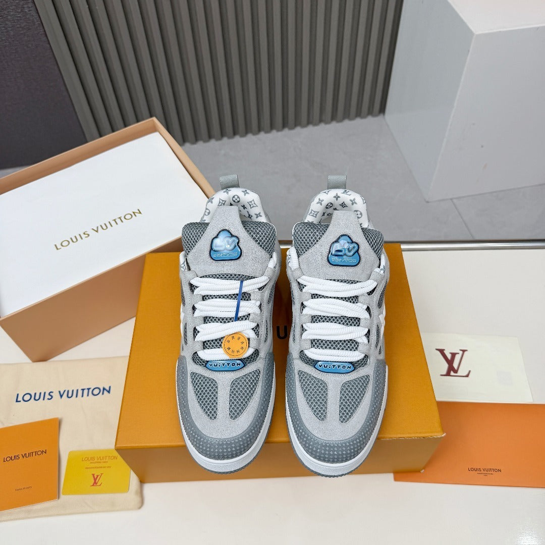 GREY MESH PLATFORM SNEAKERS WITH CONTRAST DETAILS