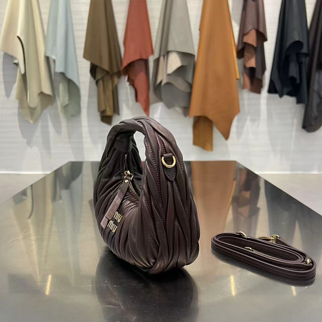 DARK CHOCOLATE MATELASSÉ MINI HOBO BAG