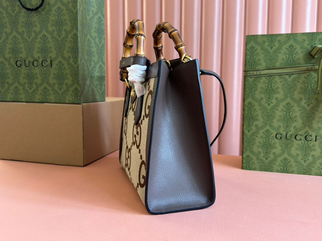 LUXURY BAMBOO HANDLE MONOGRAM MINI TOTE BAG