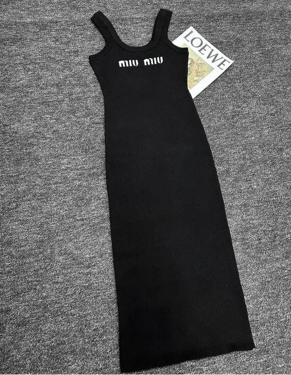 RIBBED LOGO MIDI TANK DRESS