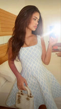 ELEGANT BLUE FIT & FLARE MINI DRESS