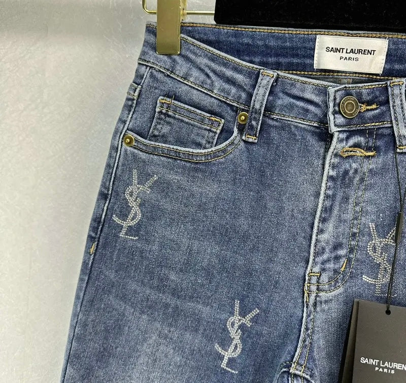 LOGO EMBROIDERED SLIM FIT DENIM JEANS