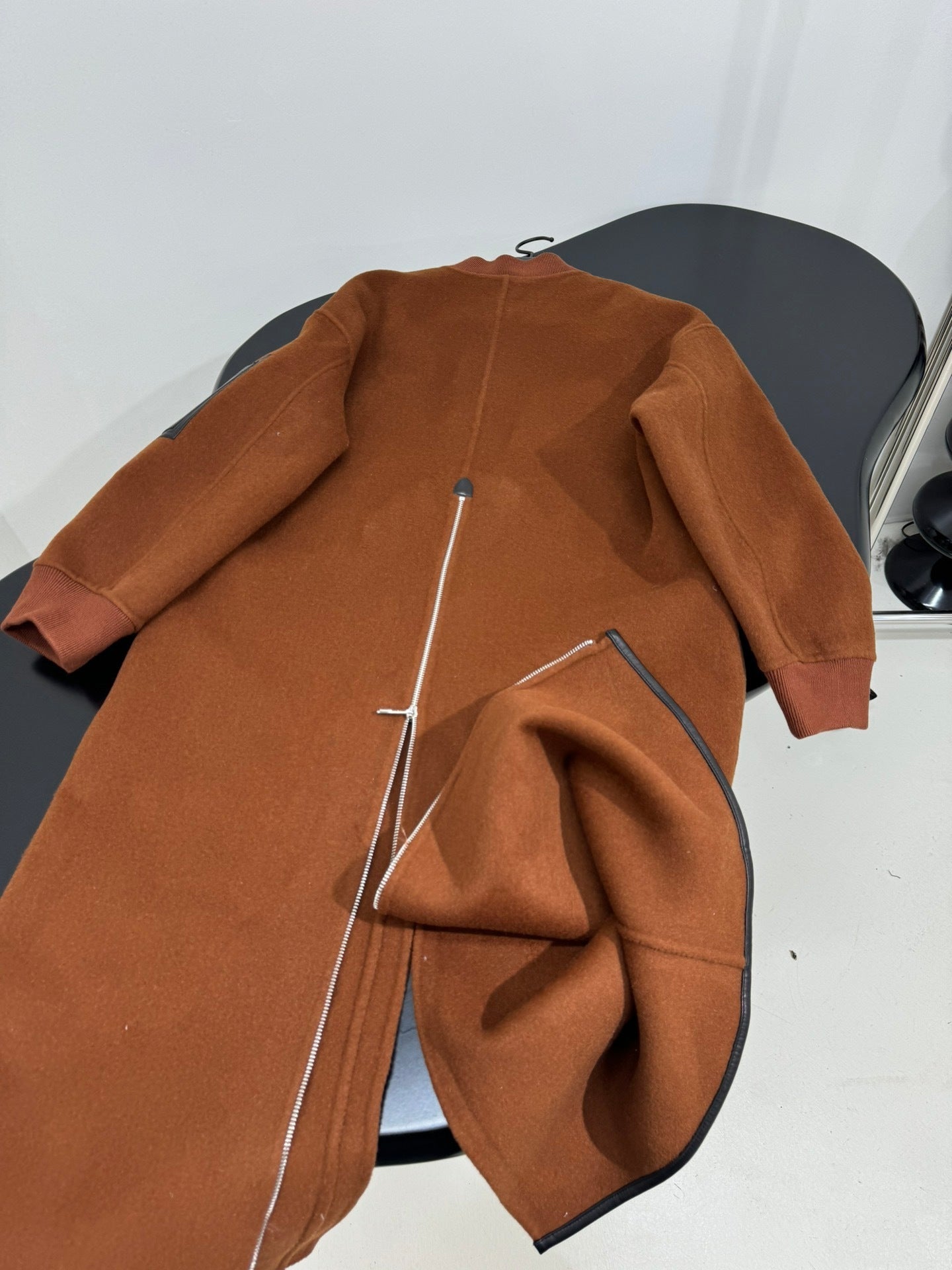 ZIP-FRONT WOOL-BLEND LONG COAT