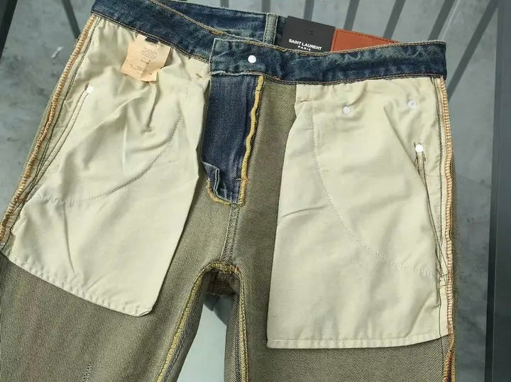 SLIM FIT DISTRESSED DENIM JEANS
