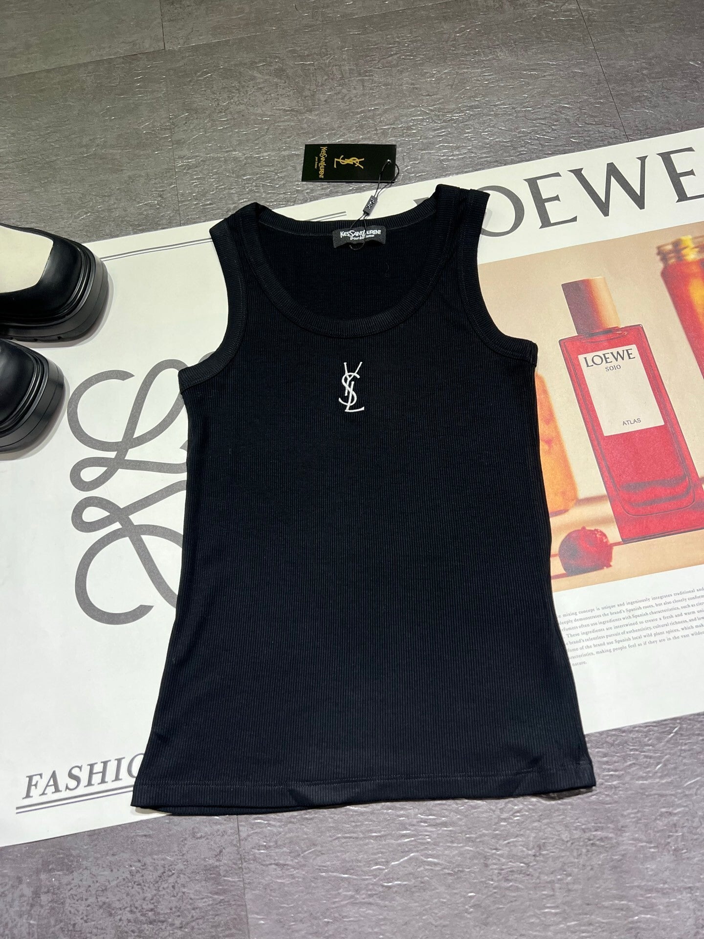 LOGO RIBBED SLEEVELESS TANK TOP