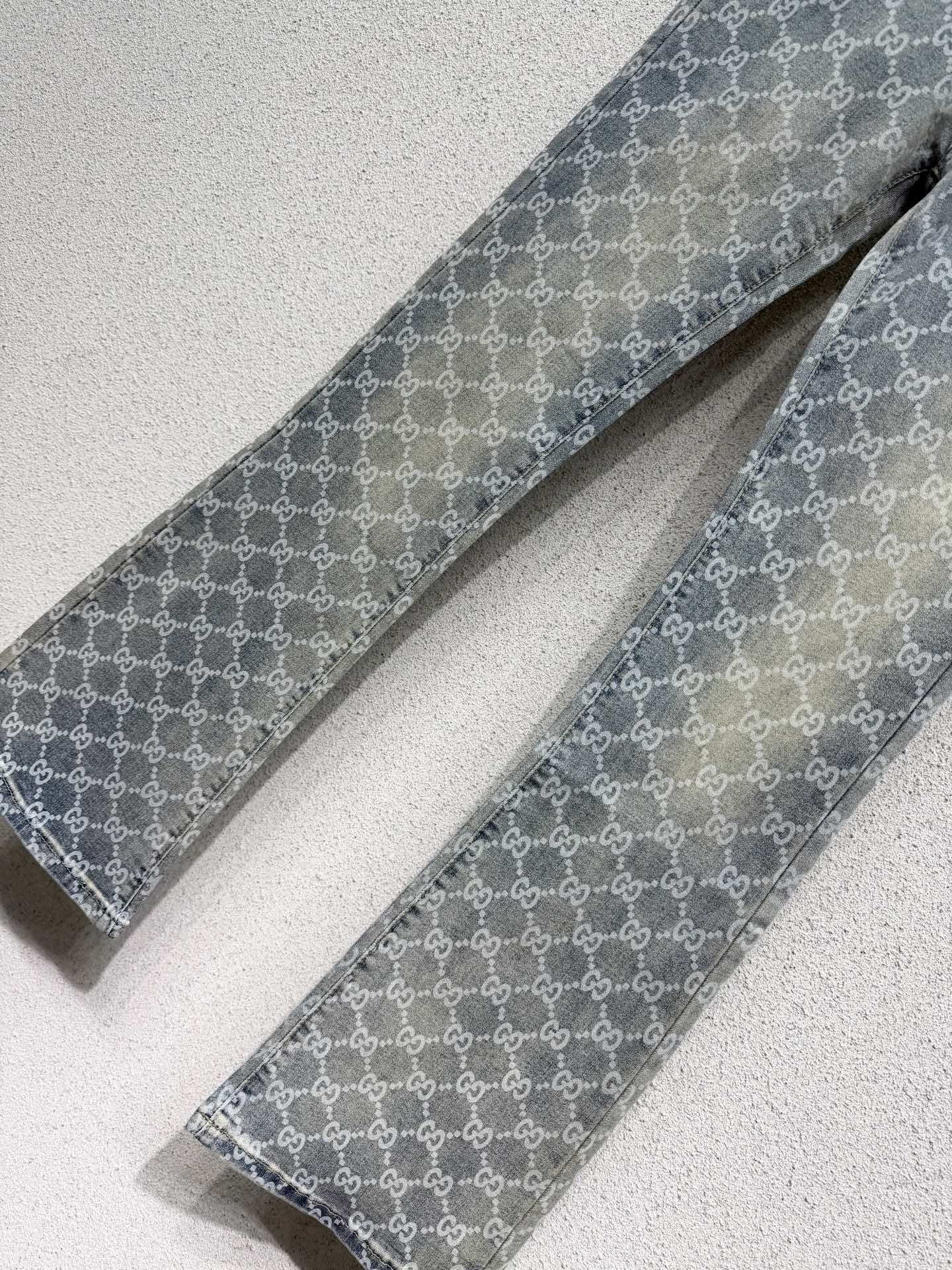 ALL-OVER MONOGRAM STRAIGHT LEG DENIM JEANS