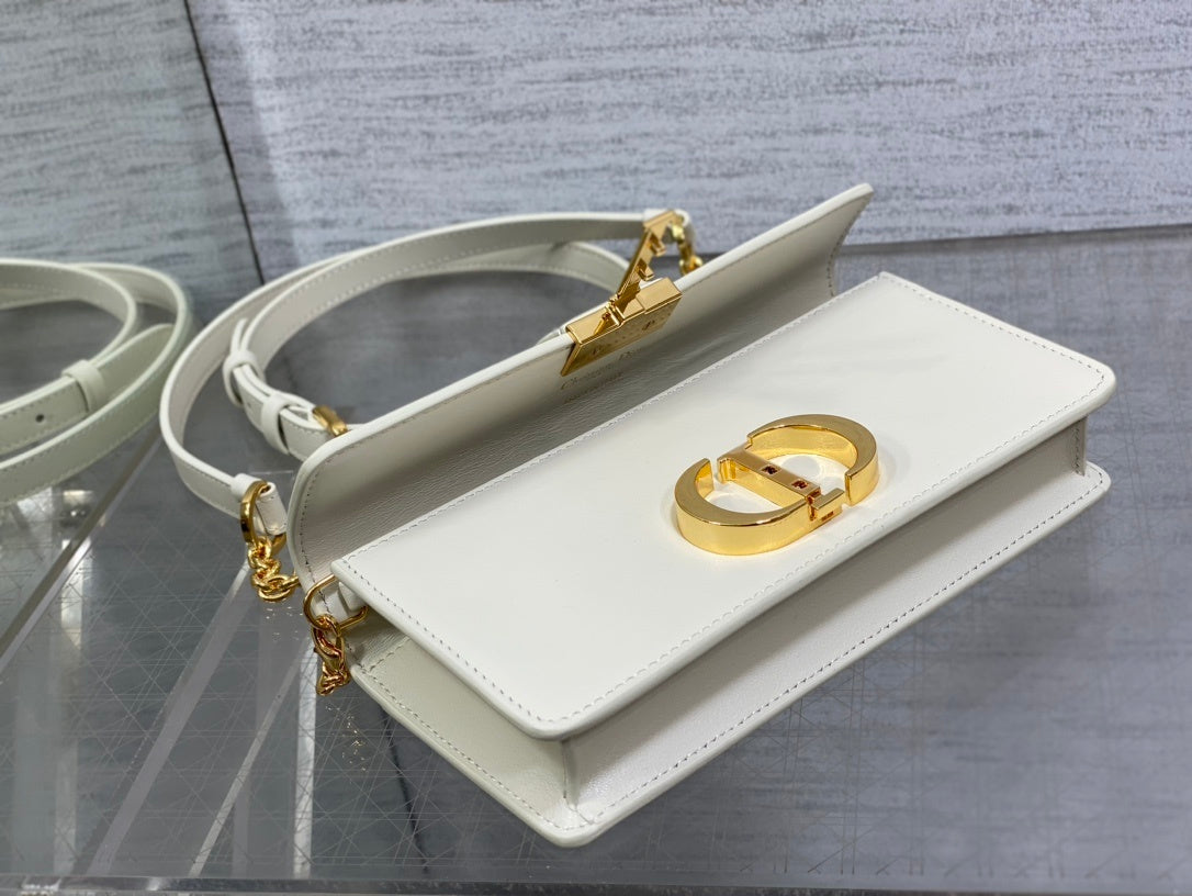 WHITE LEATHER MINI TOP-HANDLE BELT BAG