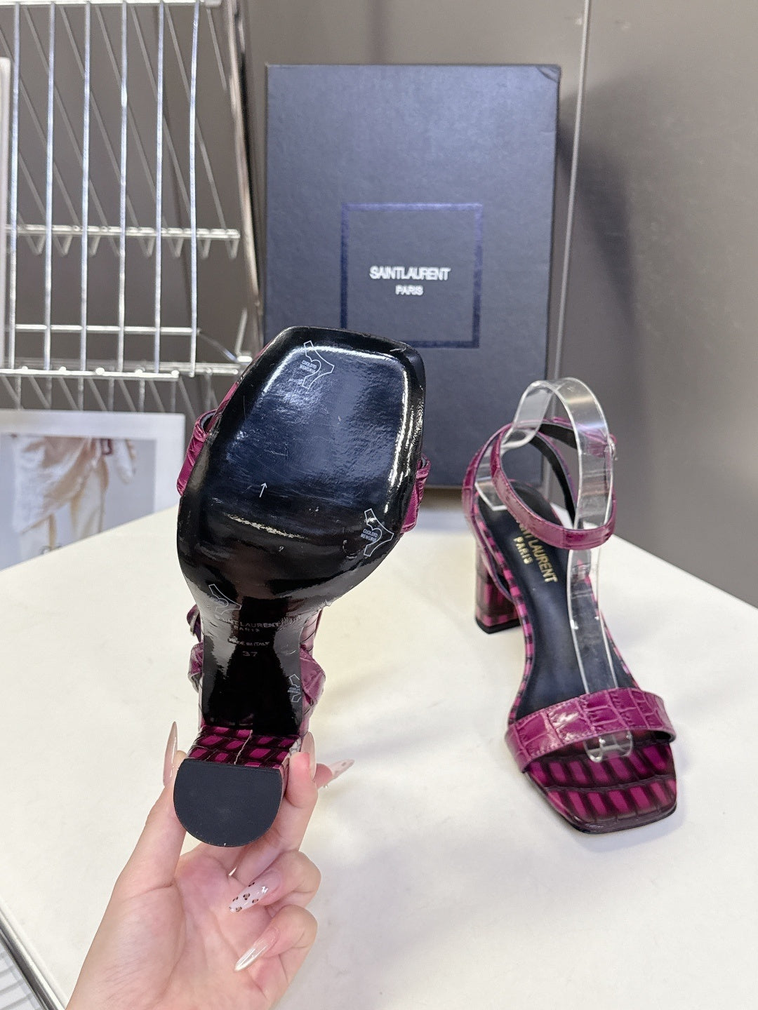 PINK CROCODILE EMBOSSED STRAPPY HIGH HEELS