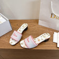PINK FLORAL LOGO STRAP SLIDE SANDALS