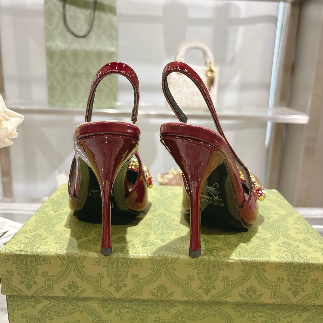 RED PATENT SLINGBACK HEELS