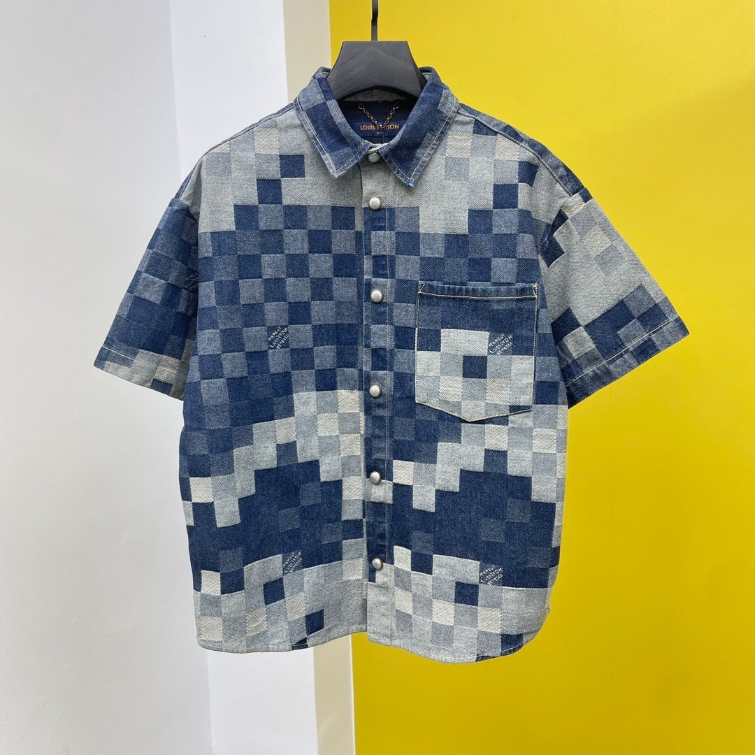 PIXEL CHECK DENIM SET