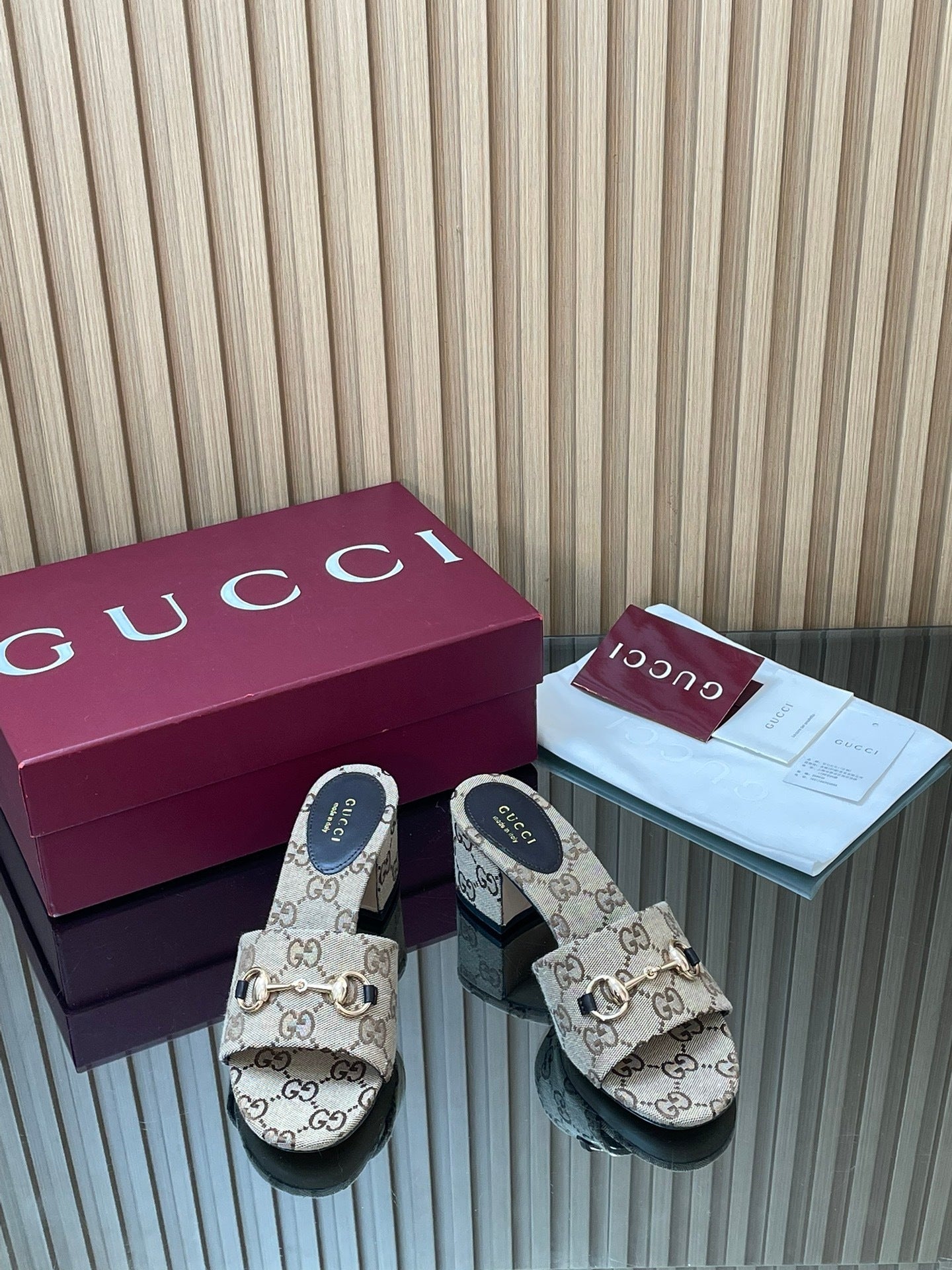 MONOGRAM CANVAS HORSEBIT LOW HEEL MULES