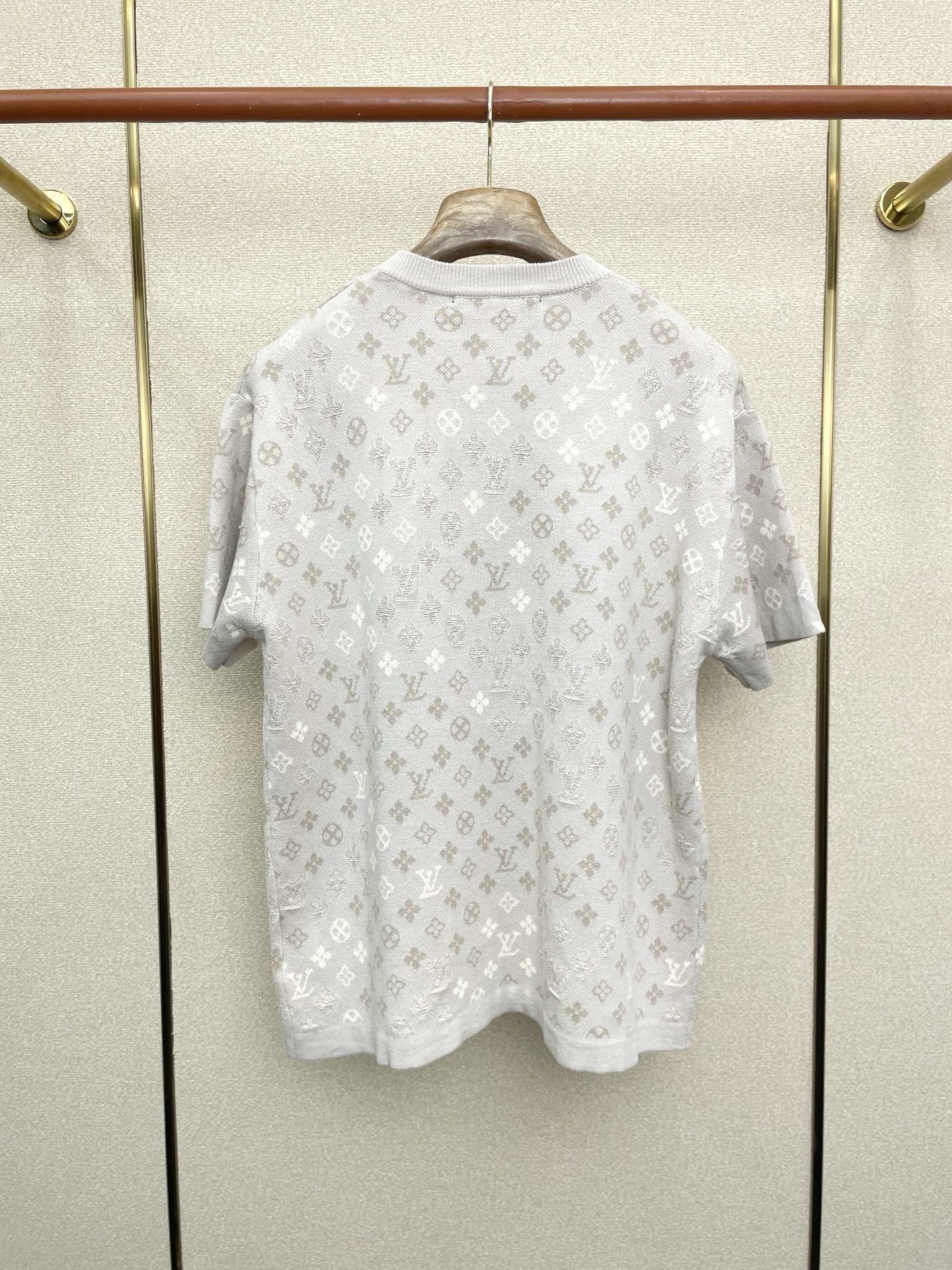 ALL-OVER JACQUARD SHORT-SLEEVE KNIT TOP