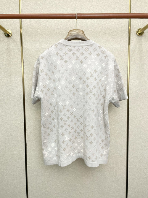 ALL-OVER JACQUARD SHORT-SLEEVE KNIT TOP