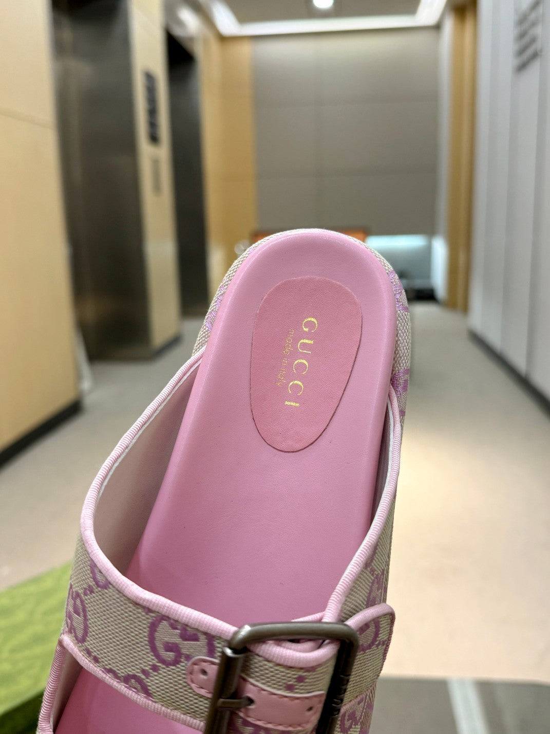 PINK MONOGRAM DOUBLE-STRAP PLATFORM SANDALS