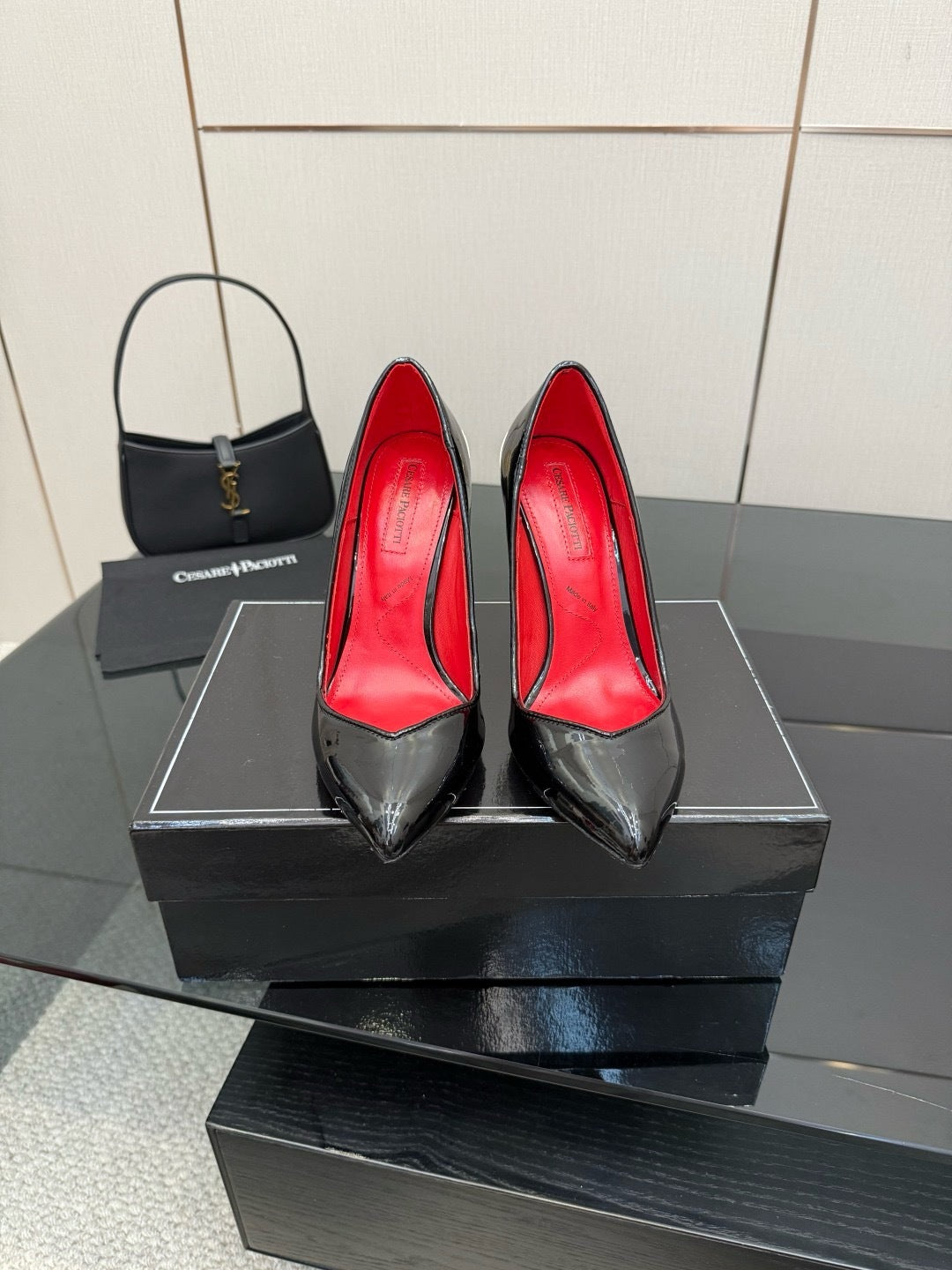 PATENT BLACK DAGGER PUMPS – LUXURY STILETTO EDITION