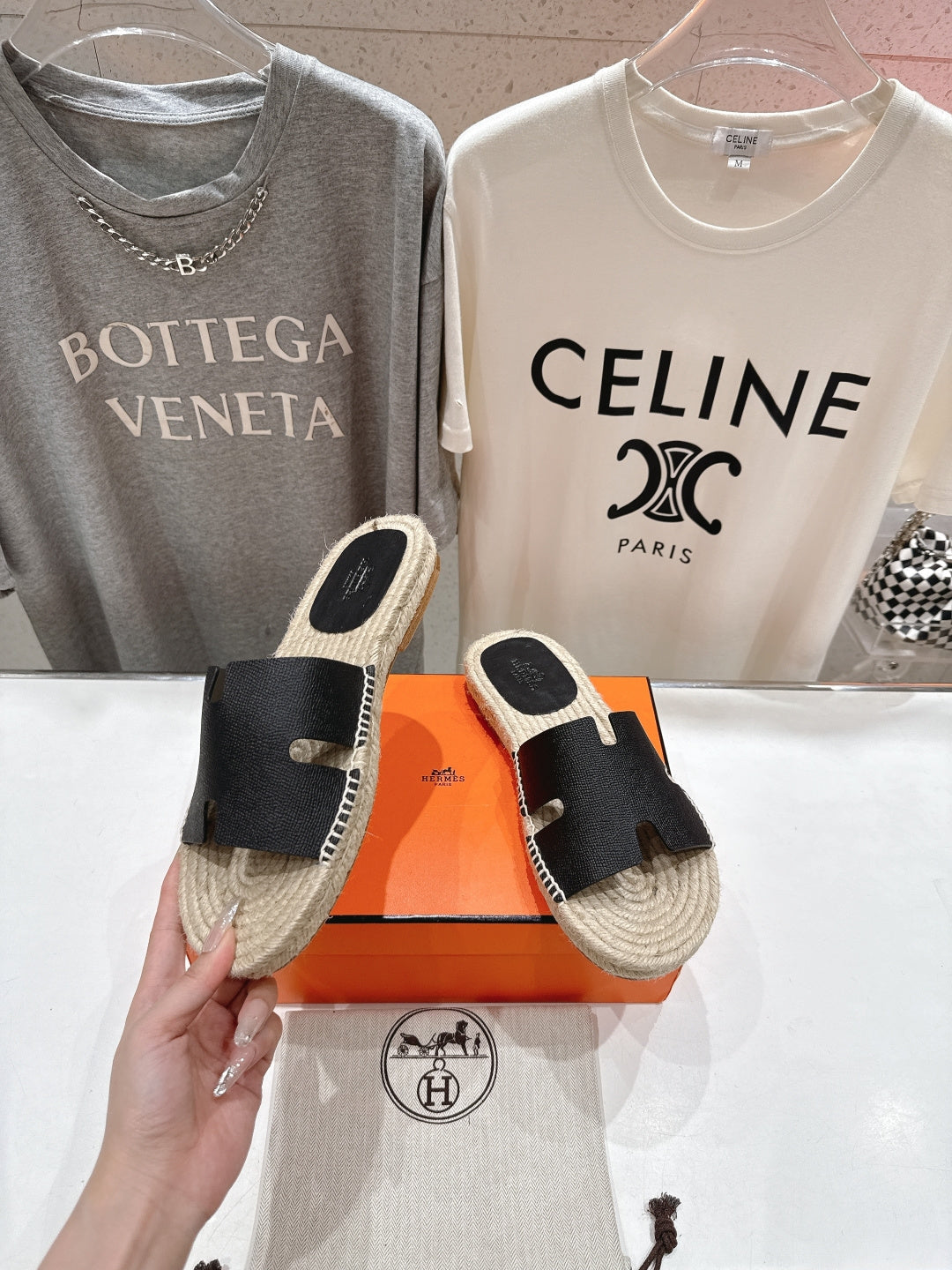 BLACK ESPADRILLE H-STYLE SANDALS