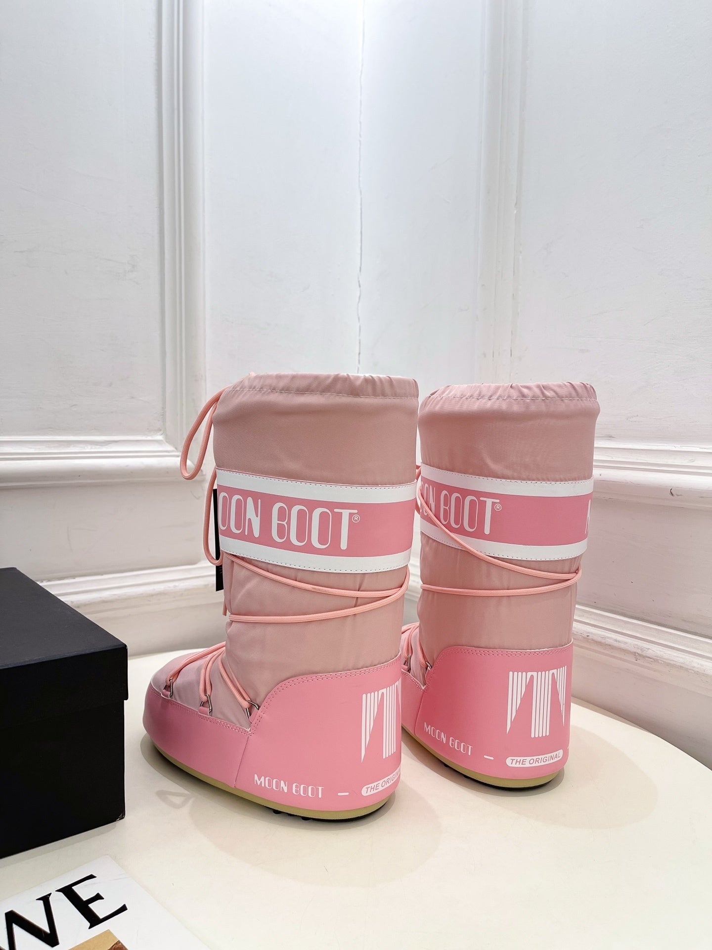 PINK PADDED LACE-UP WINTER BOOTS