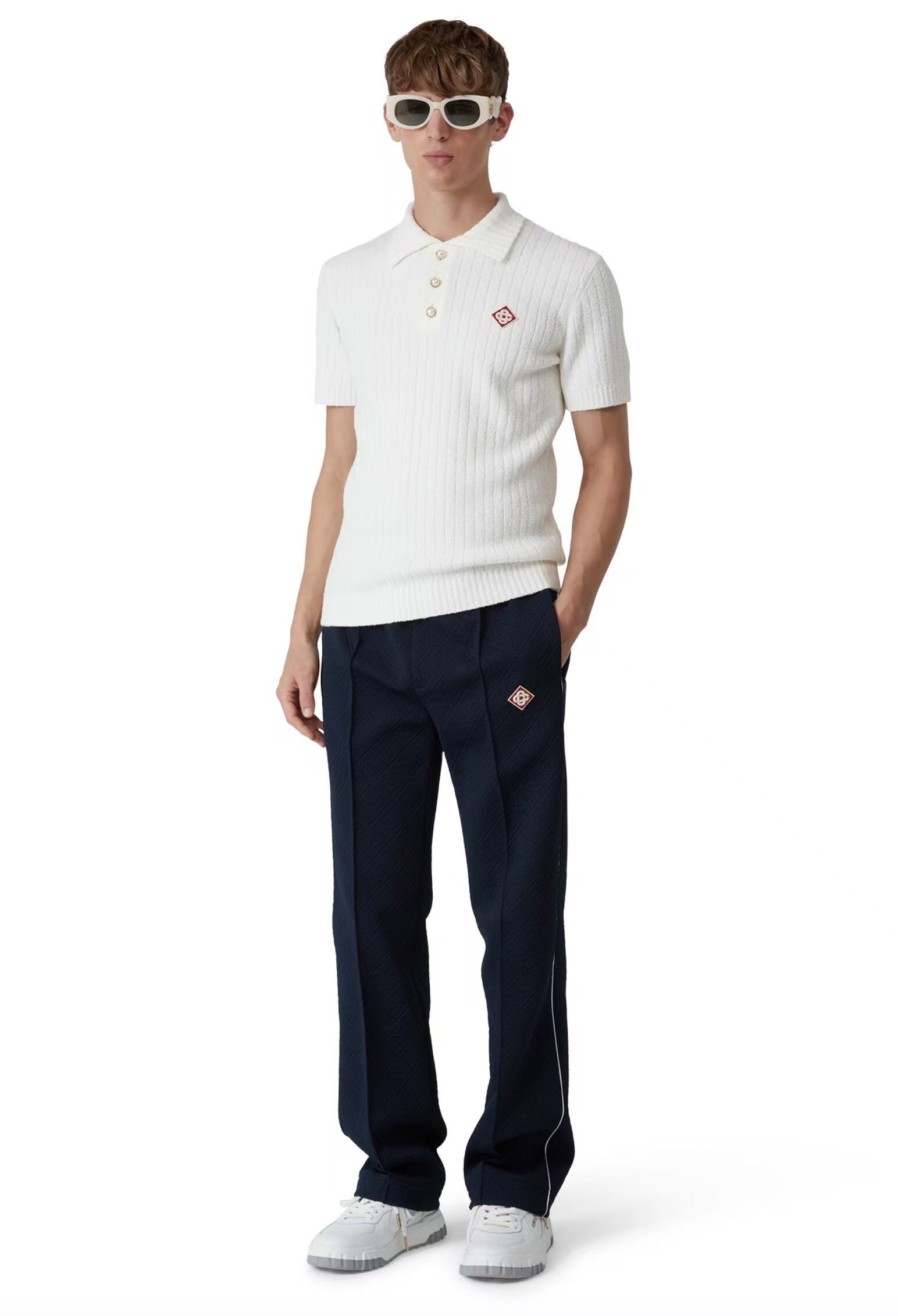 RIBBED KNIT POLO SHIRT