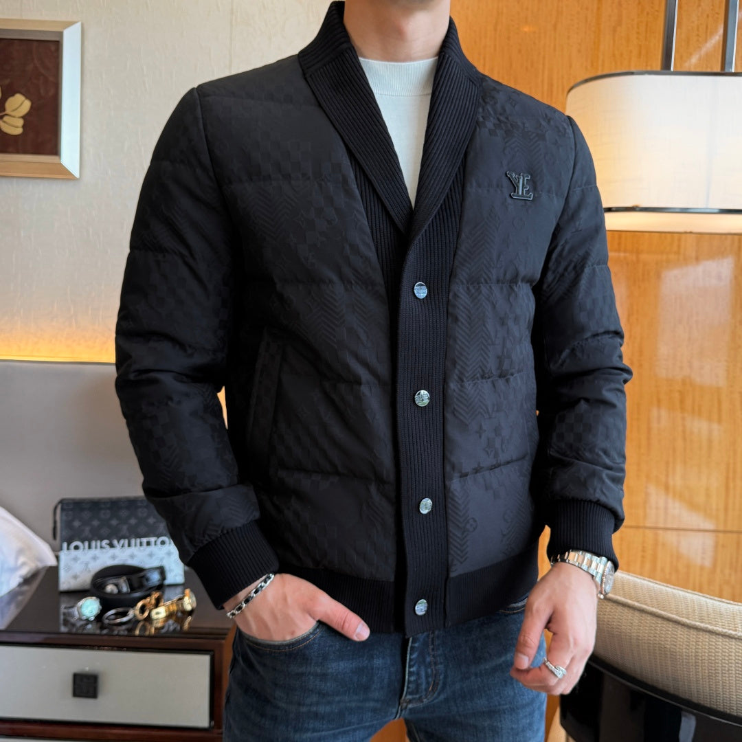 QUILTED KNIT-COLLAR PADDED JACKET
