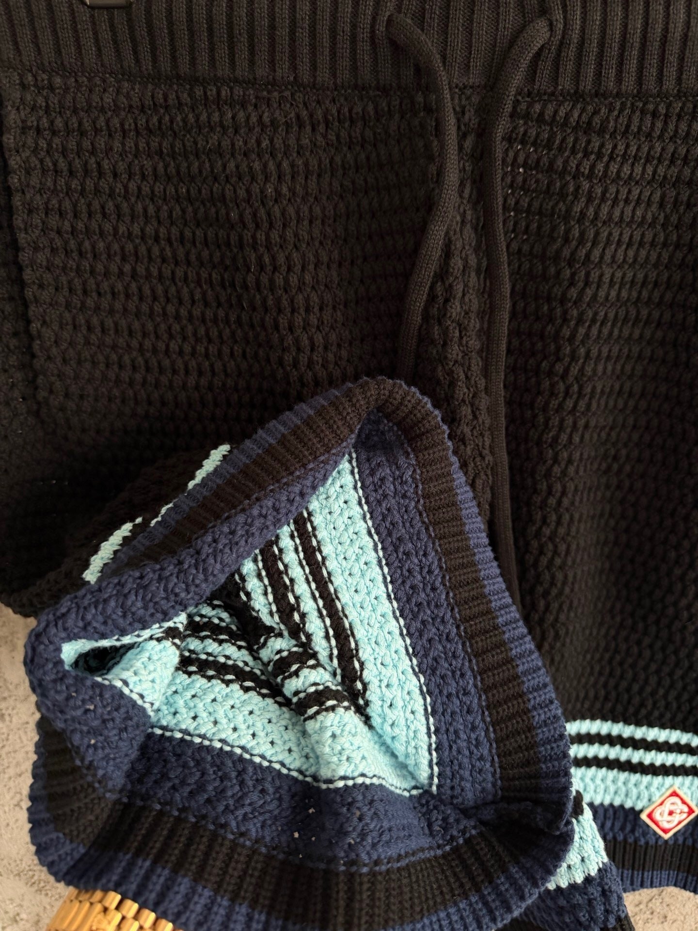 STRIPED TEXTURED KNIT SHORT SET