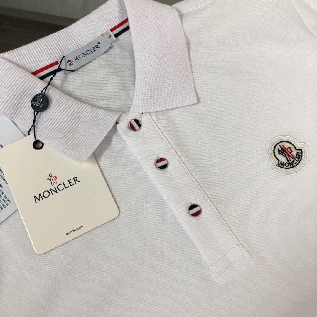 CLASSIC WHITE STRIPE TRIM LOGO POLO SHIRT