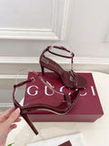 BURGUNDY TRANSPARENT STRAPPY HEEL SANDALS