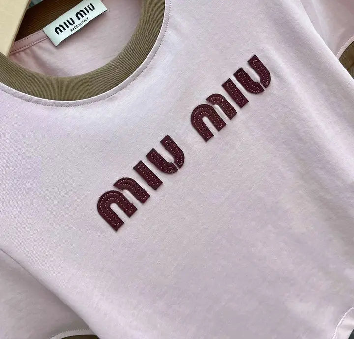 CONTRAST TRIM LOGO CROPPED T-SHIRT