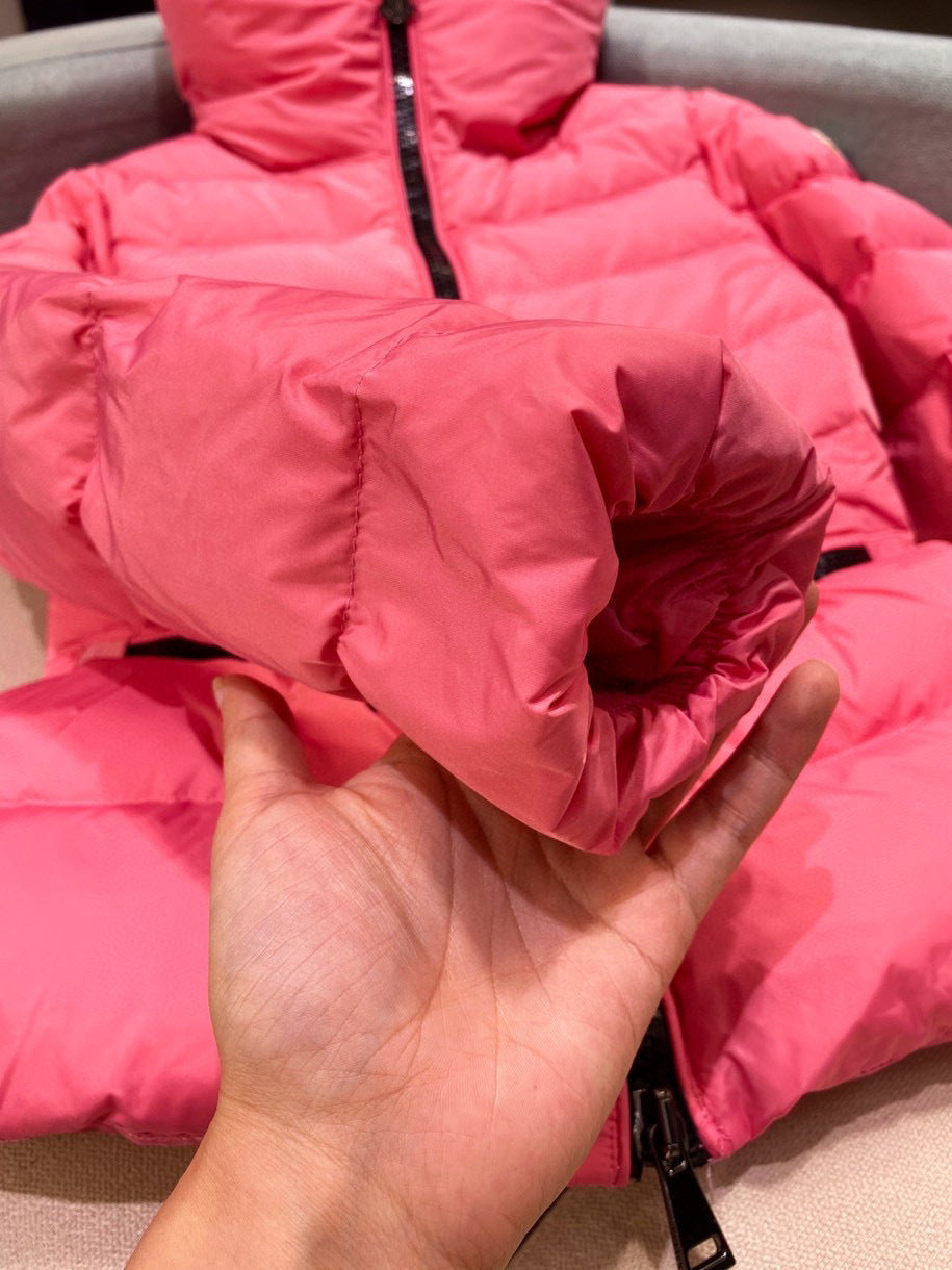 WOMEN’S PINK PADDED STAND COLLAR WINTER JACKET