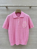 CABLE KNIT SHORT SLEEVE POLO
