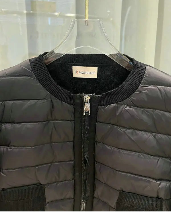 QUILTED PANEL KNIT ZIP JACKET