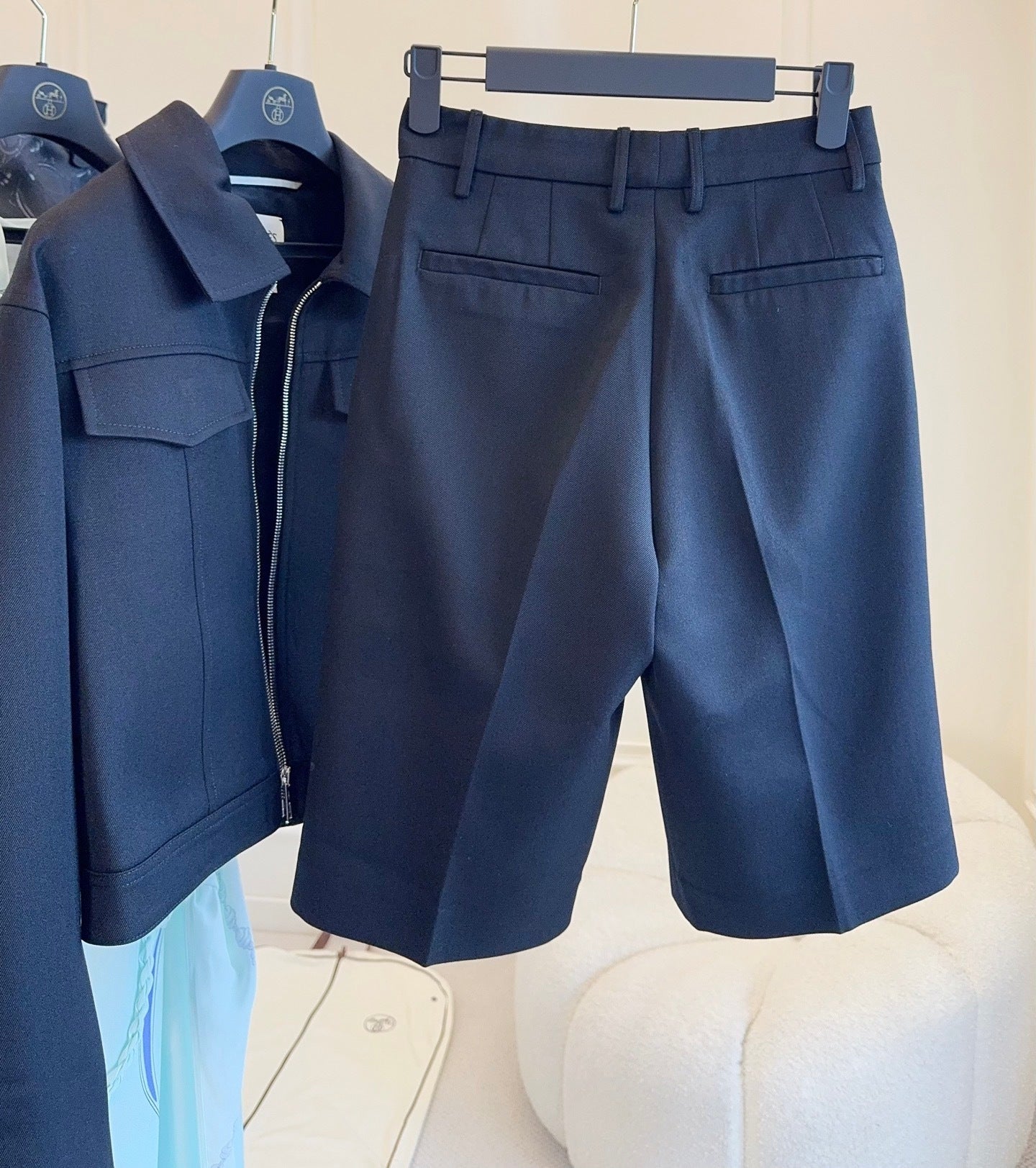 TAILORED ZIP-FRONT JACKET & PLEATED SKIRT SET