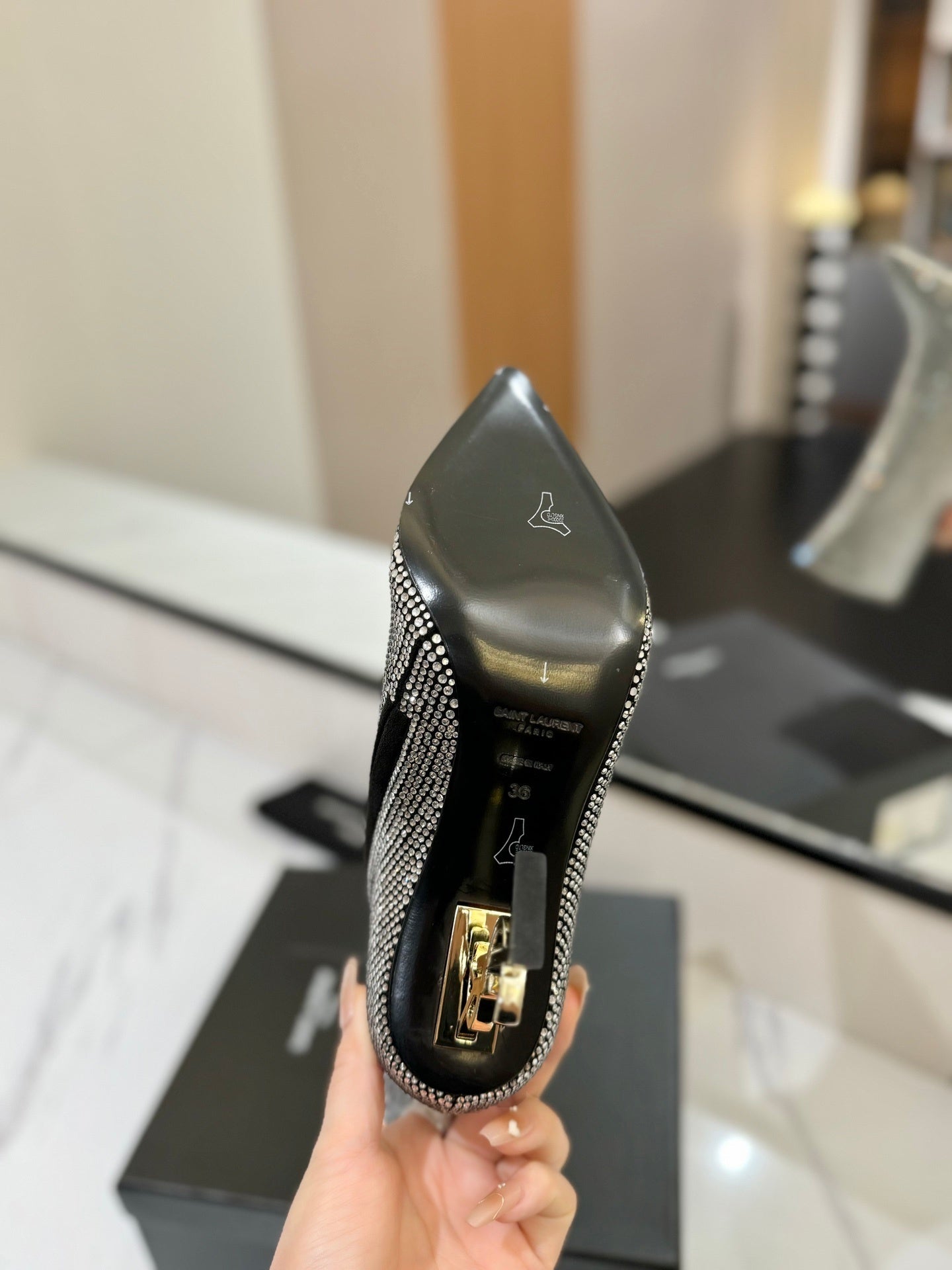 CRYSTAL POINTED HEEL BOOTS