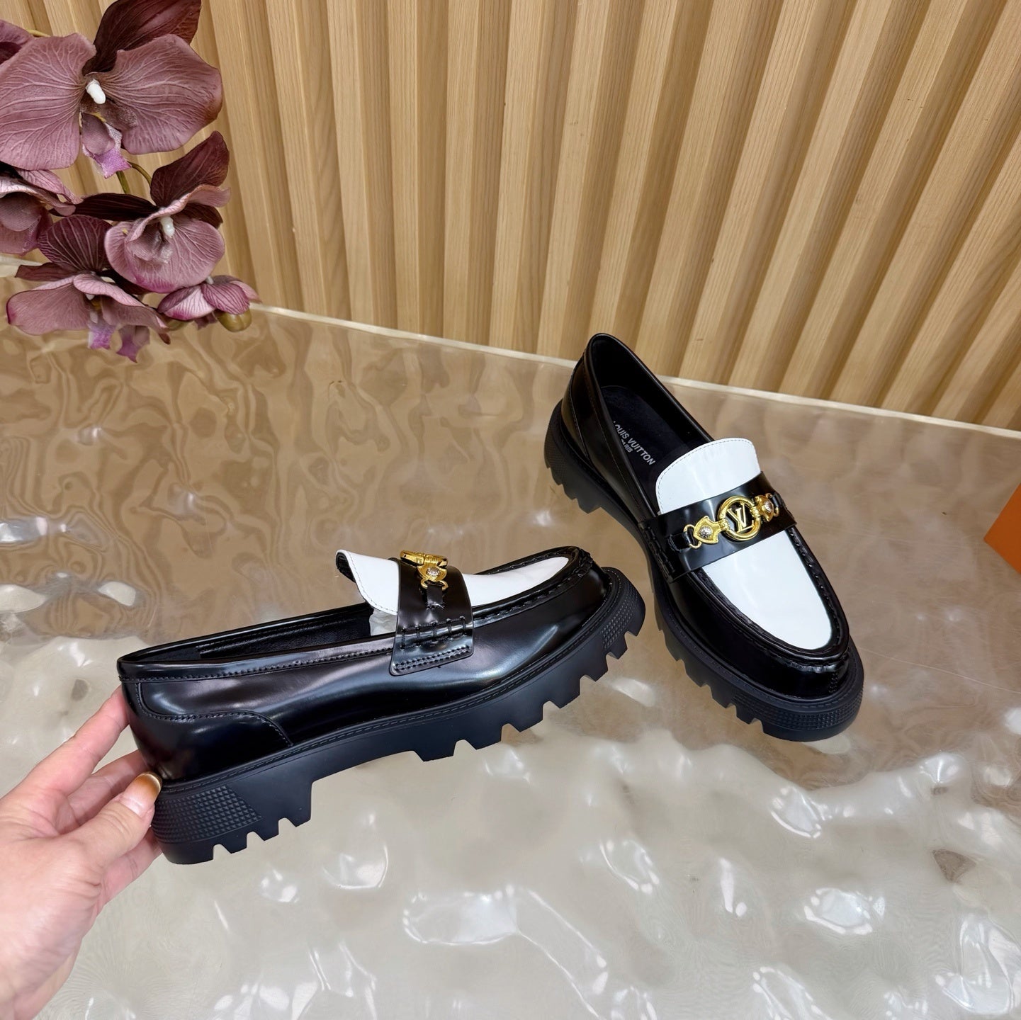 BLACK & WHITE CHUNKY SOLE DESIGNER LOAFERS