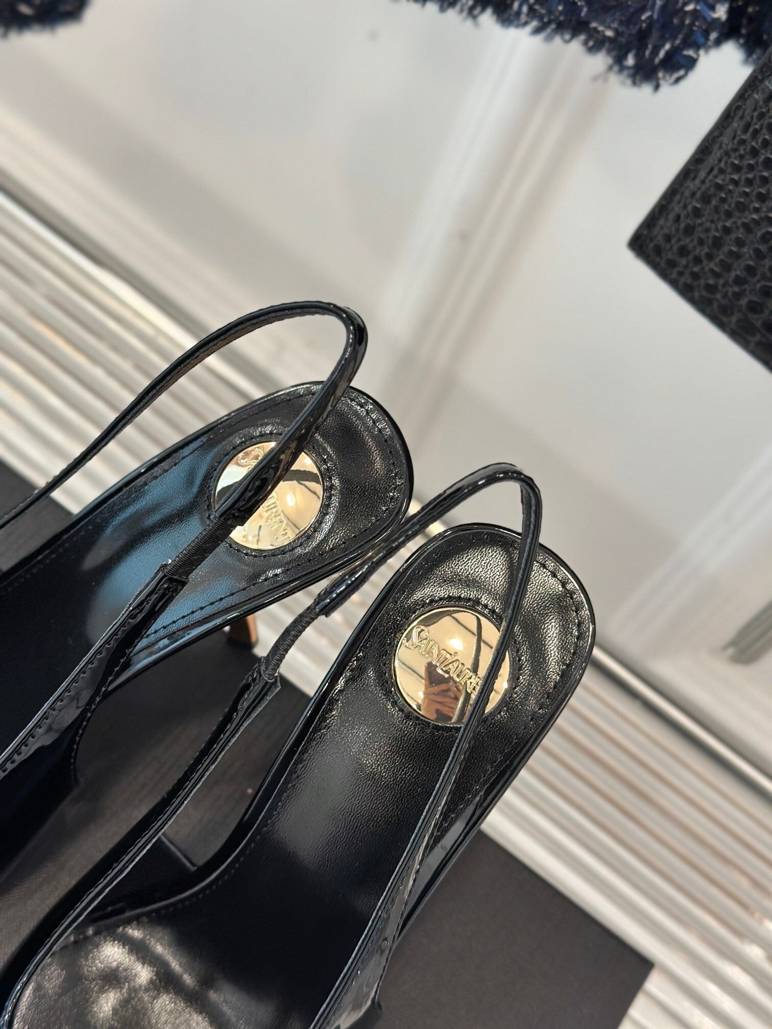 PATENT SLINGBACK HEEL PUMPS