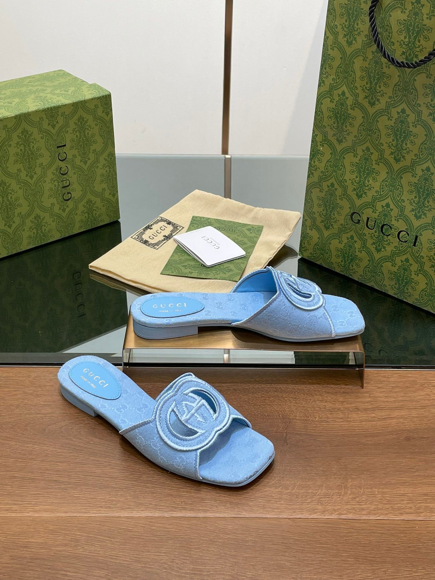 BLUE EMBOSSED LOGO SLIDES