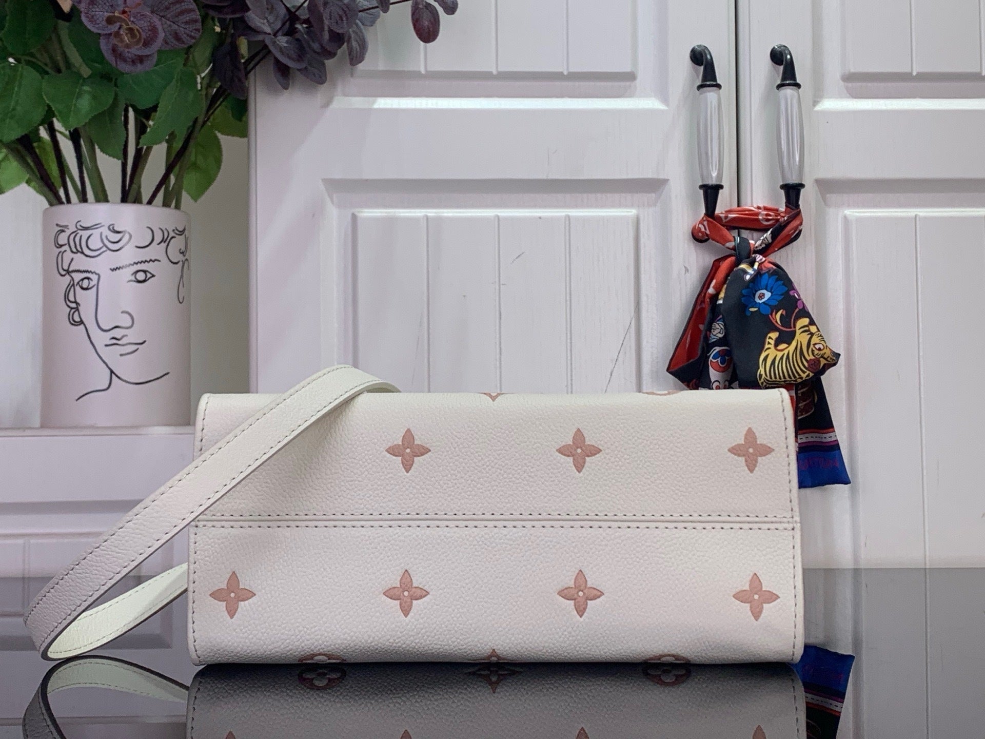 MONOGRAM DETAIL TOP HANDLE BAG