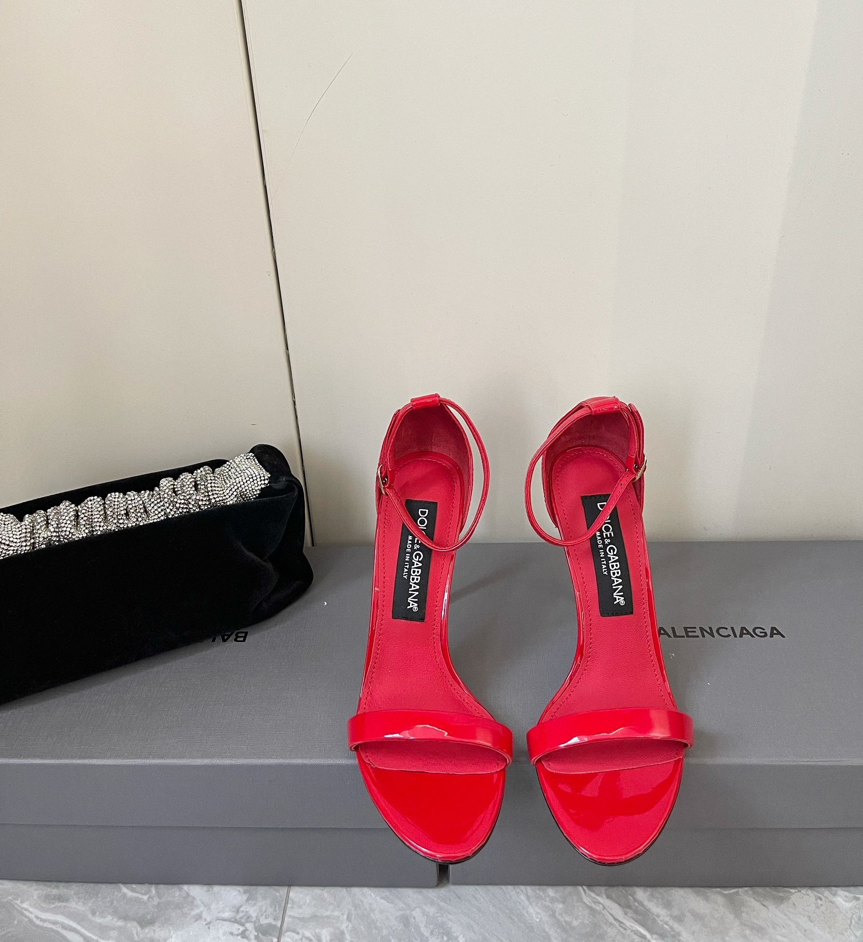RED PATENT STRAPPY HEELS