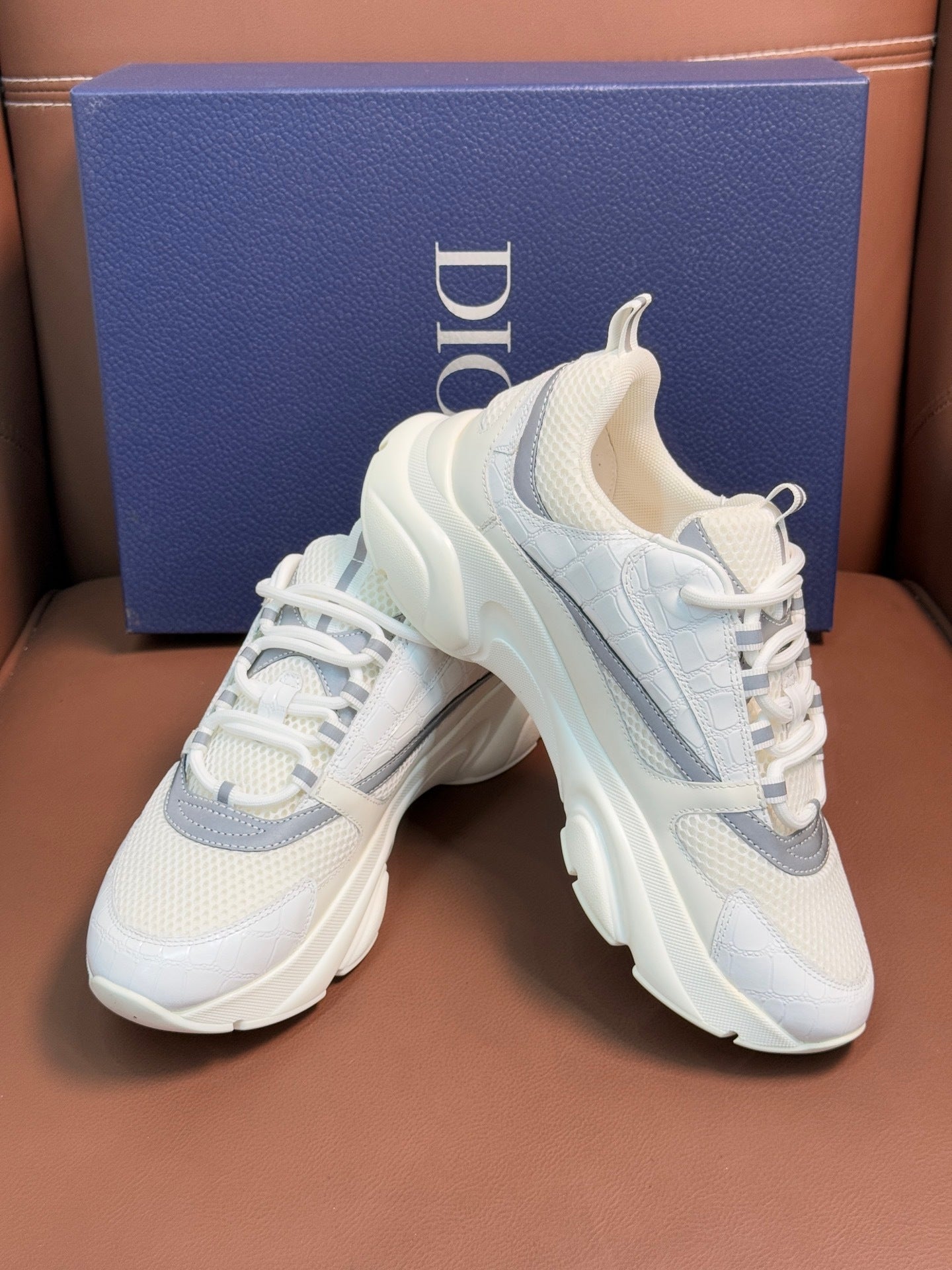 WHITE & SILVER CHUNKY DESIGNER SNEAKERS