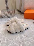 SOFT FLEECE DOUBLE BAND SLIDES FOR INDOOR COMFORT