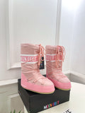 PINK PADDED LACE-UP WINTER BOOTS