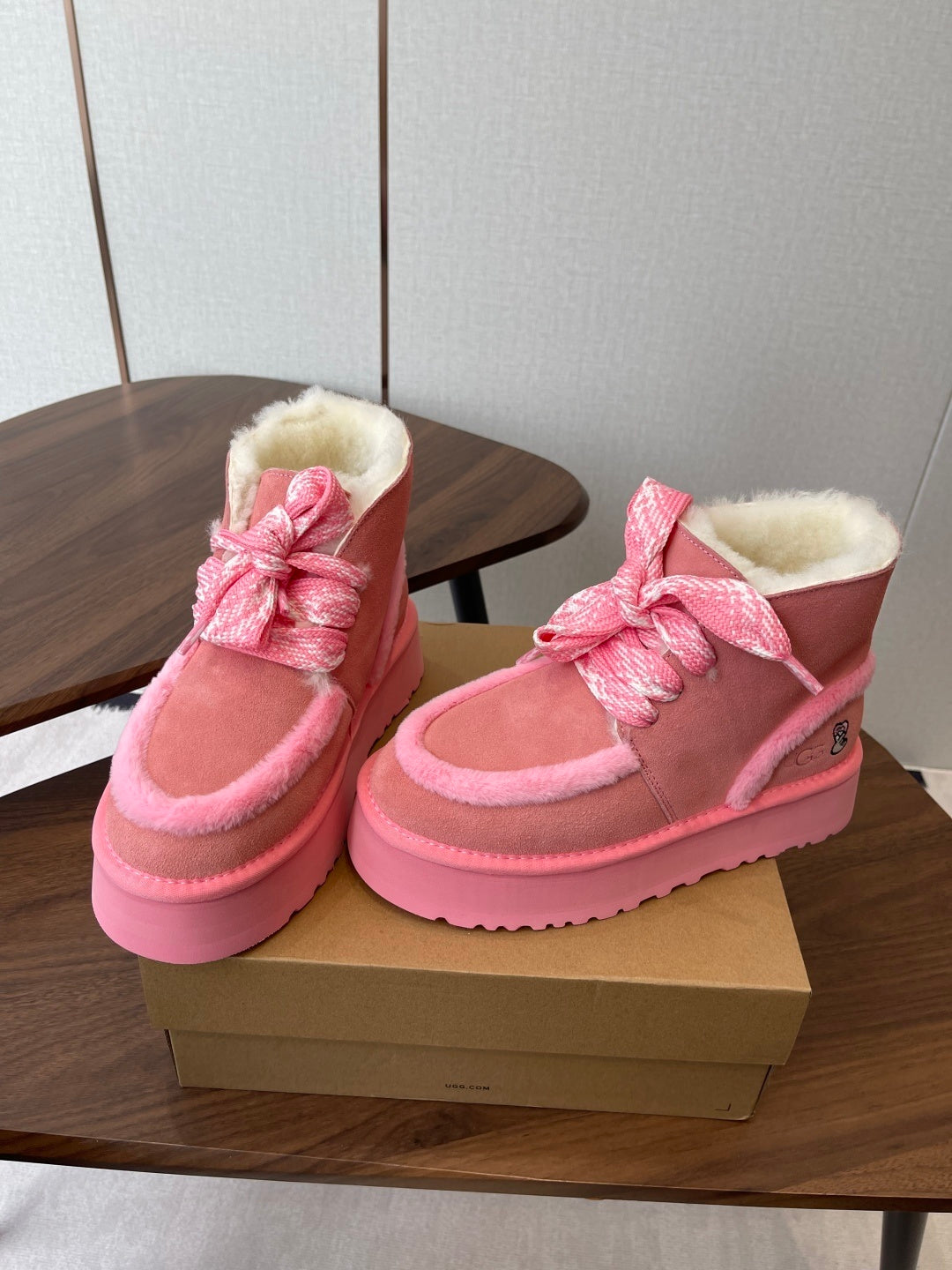 COZY PLATFORM ANKLE BOOTS – PINK