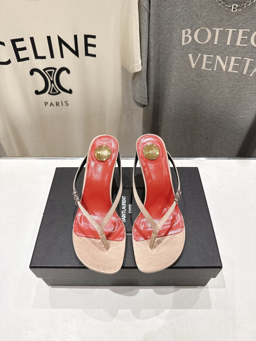 BEIGE STRAPPY KITTEN HEEL SANDALS